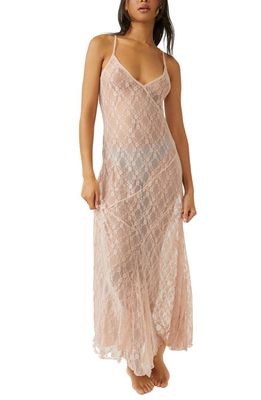 Free People A Little Lace Sheer Nightgown in Tea
