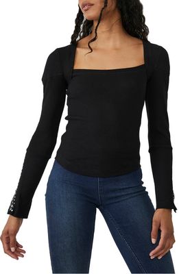 Free People A Little Unruly Long Sleeve Top in Black