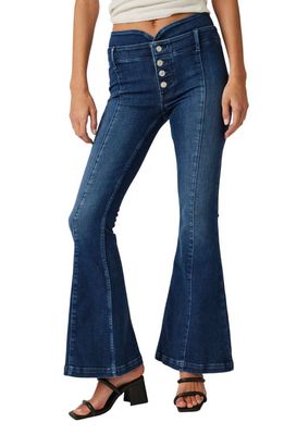 Free People After Dark Button Fly Wide Leg Jeans in Lilibet