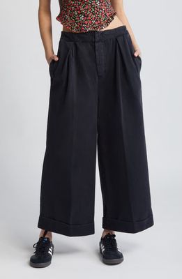 Free People After Love Roll Cuff Wide Leg Pants in Black 