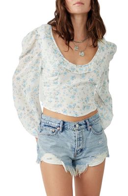Free People Another Life Print Crop Top in White Combo