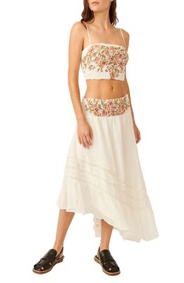Free People Augusta Floral Appliqué Crop Top & Asymmetric Skirt Set in Ivory