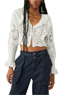 Free People Avery Crop Cardigan in Icicle