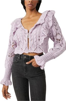 Free People Avery Crop Cardigan in Orchid Dust