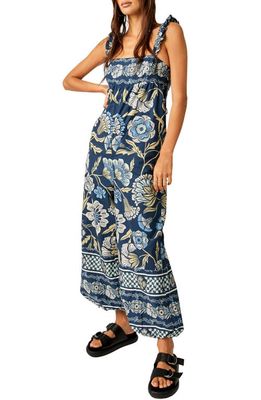 Free People Bali Albright Floral Cotton Jumpsuit in Navy Combo