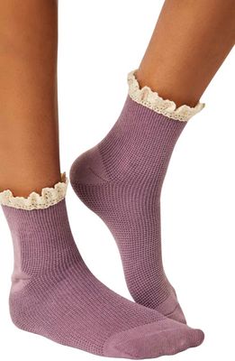 Free People Beloved Waffle Knit Ankle Socks in Plum