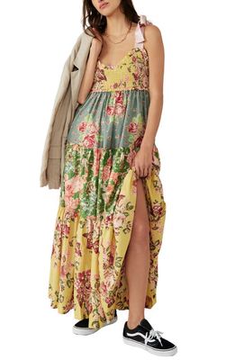 Free People Bluebell Mixed Floral Cotton Maxi Dress in Warm Combo