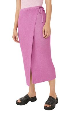 Free People Borderline Knit Wrap Midi Skirt in Orchid Combo