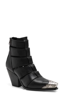 Free People Brayden Fisherman Bootie in Washed Black Leather
