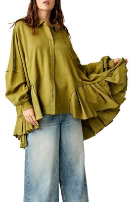 Free People Button-Up Sweatshirt in Grape Leaves