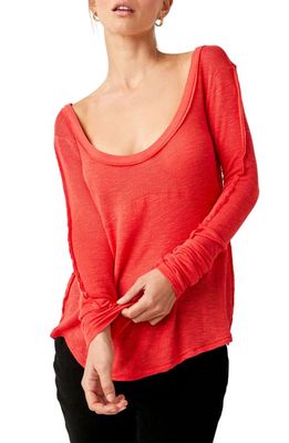 Free People Cabin Fever Long Sleeve Top in Red Pop
