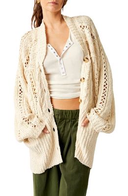 Free People Cable Stitch Cardigan in Ivory