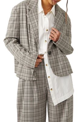 Free People Cali Boxy Plaid Blazer in Neutral Combo