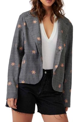 Free People Cali Floral Blazer in Black Coffee Combo