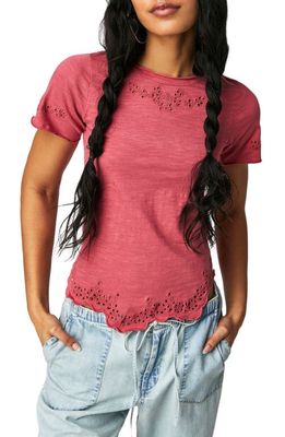 Free People Call Me Baby Cutwork Baby Tee in Berry Twist