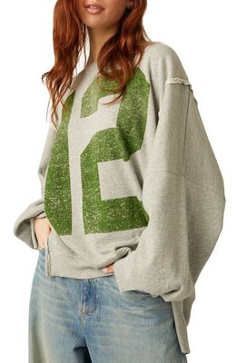 Free People Camden Oversize Cotton Blend Graphic Sweatshirt in Heather Grey