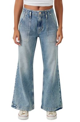 Free People Care Golden Valley Flare Cotton Blend Jeans in French Disco