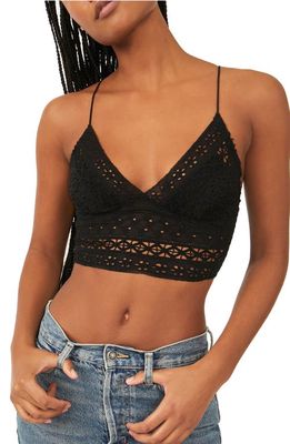 Free People Carrie Embroidered Longline Bralette in Black