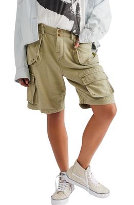 Free People Caymen Cotton Blend Cargo Shorts in Light Willow