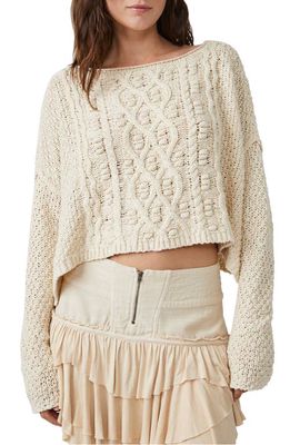 Free People Changing Tides Cotton Crop Pullover in Tea