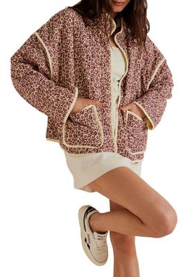 Free People Chloe Floral Print Jacket in Maroon Combo at Nordstrom, Size Small