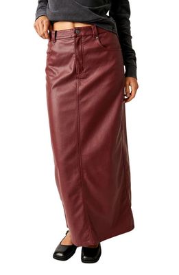 Free People City Slicker Faux Leather Maxi Skirt in Red Jasper