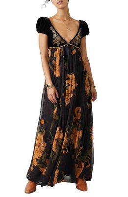 Free People Collette Floral Print Embroidered Maxi Dress in Multi
