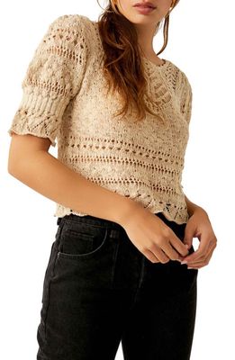 Free People Country Romance Open Stitch Crop Top in Sandcastle