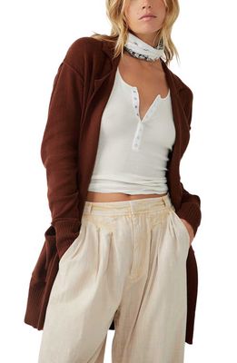 Free People Desert Recycled Cotton Knit Blazer in Chestnut
