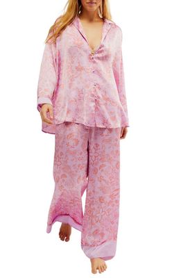 Free People Dreamy Days Mixed Print Pajamas in Orchid Combo