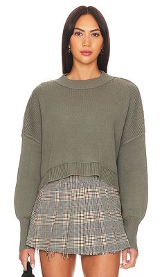 Free People Easy Street Crop Pullover in Army