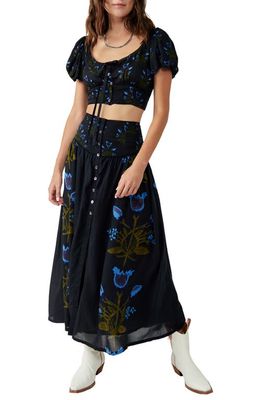 Free People Easy to Love Floral Two-Piece Maxi Dress in Black Combo