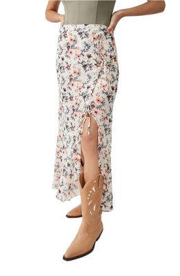 Free People Edge Floral Side Tie Maxi Skirt in Ivory Combo