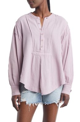 Free People Edge Washed Long Sleeve Shirt in Burnished Lilac