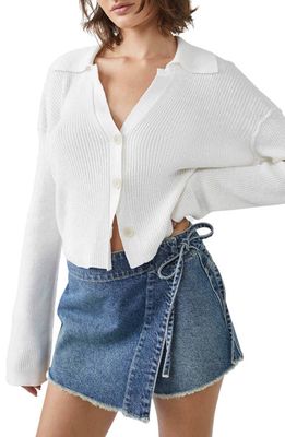 Free People Ella Button-Up Sweater in Ivory