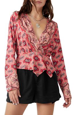 Free People Falling For You Floral Print Peplum Top in Hibiscus Combo