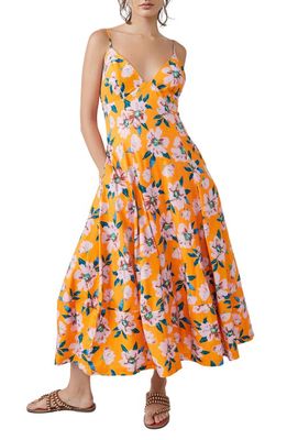 Free People Finer Things Floral Stretch Cotton Dress in Sunshine Combo