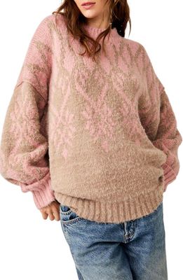 Free People Fireside Tunic Sweater in Etheral Blush Combo