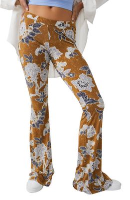 Free People Floral Flare Leg Pants in Bronze Combo