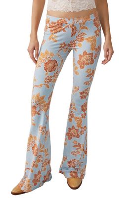 Free People Floral Flare Leg Pants in Cloud Combo