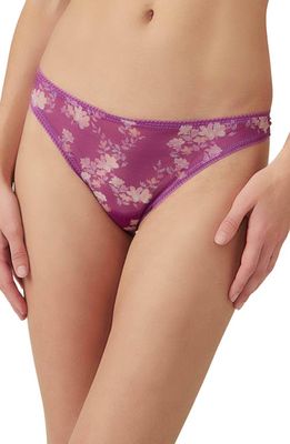 Free People Floral Print Picot Trim Mesh Thong in Dahlia Mauve Combo