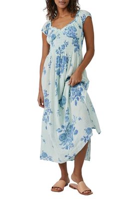 Free People Forget Me Not Floral Cutout Cotton Dress in Lemon Combo Cameo