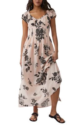 Free People Forget Me Not Floral Cutout Cotton Dress in Peach Combo