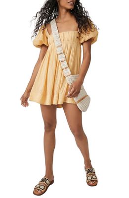Free People free-est Marina Tie Back Cotton Crinkle Babydoll Dress in Mystic Gold