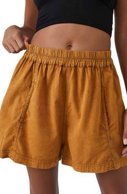 Free People Get Free Cotton Blend Poplin Shorts in Spiced Pecan