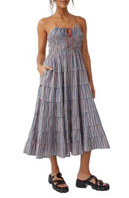 Free People Going Steady Ruffle Sundress in Taupe Combo