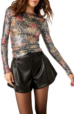 Free People Gold Rush Sequin Top in Midnight Combo