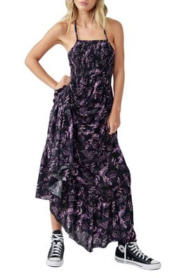 Free People Heat Wave Floral Print High/Low Dress in Dark Night Combo