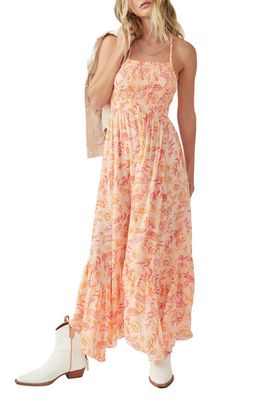 Free People Heat Wave Floral Print High/Low Dress in Dusk Coral Combo