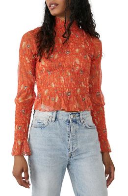 Free People Hello There Smocked Crop Top in Grenadine Combo